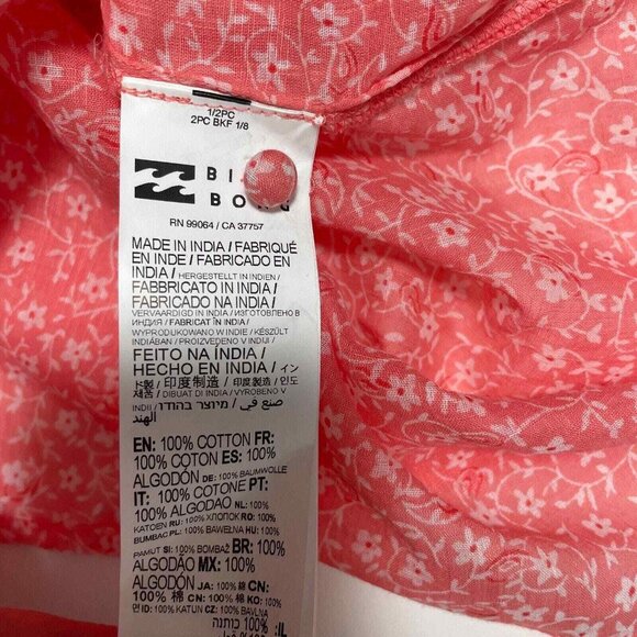 Billabong x Wrangler Carefree Top Womens Medium Floral Ruffled Smocked Prairie - Picture 10 of 14